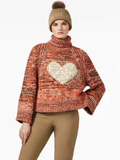 Chalet Wear|Sweaters & Hoodies-Goldbergh AIMEE Long Sleeve Knit Sweater army/orange