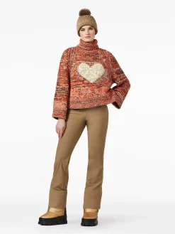 Chalet Wear|Sweaters & Hoodies-Goldbergh AIMEE Long Sleeve Knit Sweater army/orange