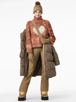 Chalet Wear|Sweaters & Hoodies-Goldbergh AIMEE Long Sleeve Knit Sweater army/orange