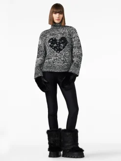 Chalet Wear|Sweaters & Hoodies-Goldbergh AIMEE Long Sleeve Knit Sweater black/cream
