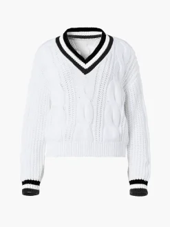 Sweaters & Hoodies-Goldbergh CABLE Knit Sweater black/white