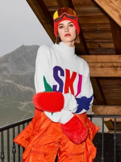 Chalet Wear|Sweaters & Hoodies-Goldbergh CALORE Long Sleeve Knit Sweater white