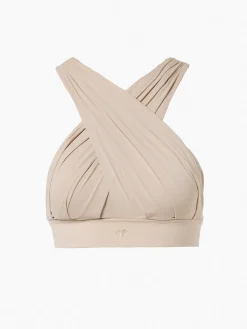 Sportbeha'S & Tops|Longsleeves & T-Shirts-Goldbergh DRAPE Bra white sand