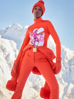 Longsleeves & T-Shirts-Goldbergh FEMME Long Sleeve Turtleneck Tee orange