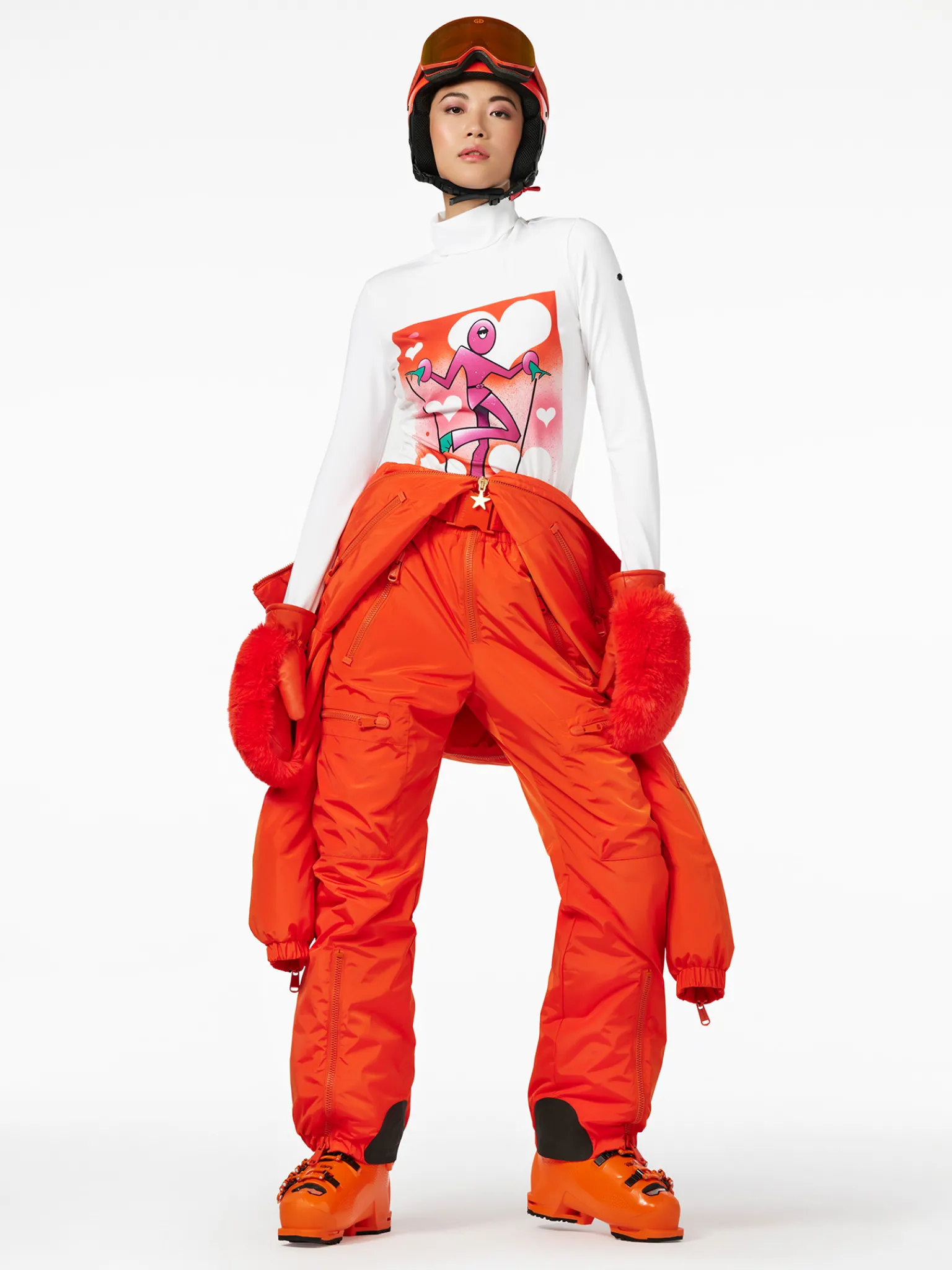 Longsleeves & T-Shirts-Goldbergh FEMME Long Sleeve Turtleneck Tee white