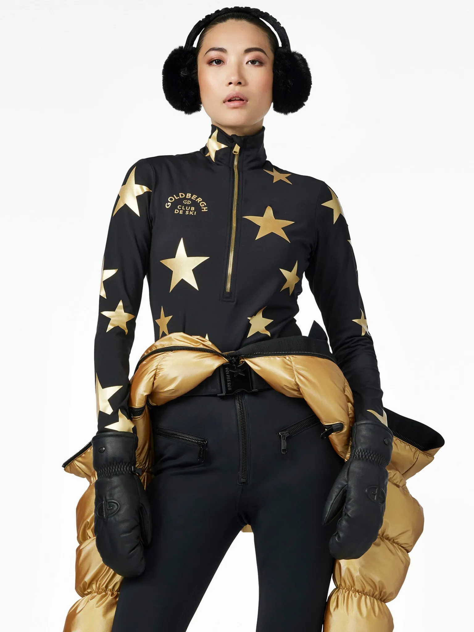 Longsleeves & T-Shirts|Pully'S-Goldbergh GALACTIQUE Ski Pully black/gold