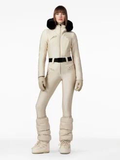 Ski Pakken-Goldbergh GLISSER FAUX BORDER Ski Suit champagne