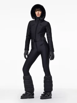 Ski Pakken-Goldbergh GLISSER FAUX BORDER Ski Suit black