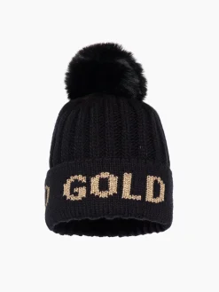 Accessories|Hats & Beanies-Goldbergh HODD Beanie black/gold