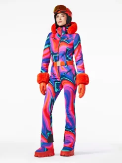 Ski Pakken-Goldbergh LA FÊTE FAUX BORDER Ski Suit absinthe rainbow