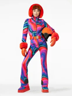 Ski Pakken-Goldbergh LA FÊTE FAUX BORDER Ski Suit absinthe rainbow