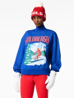 Chalet Wear|Sweaters & Hoodies-Goldbergh LA MONTAGNE Crew Neck Sweater dazzling blue