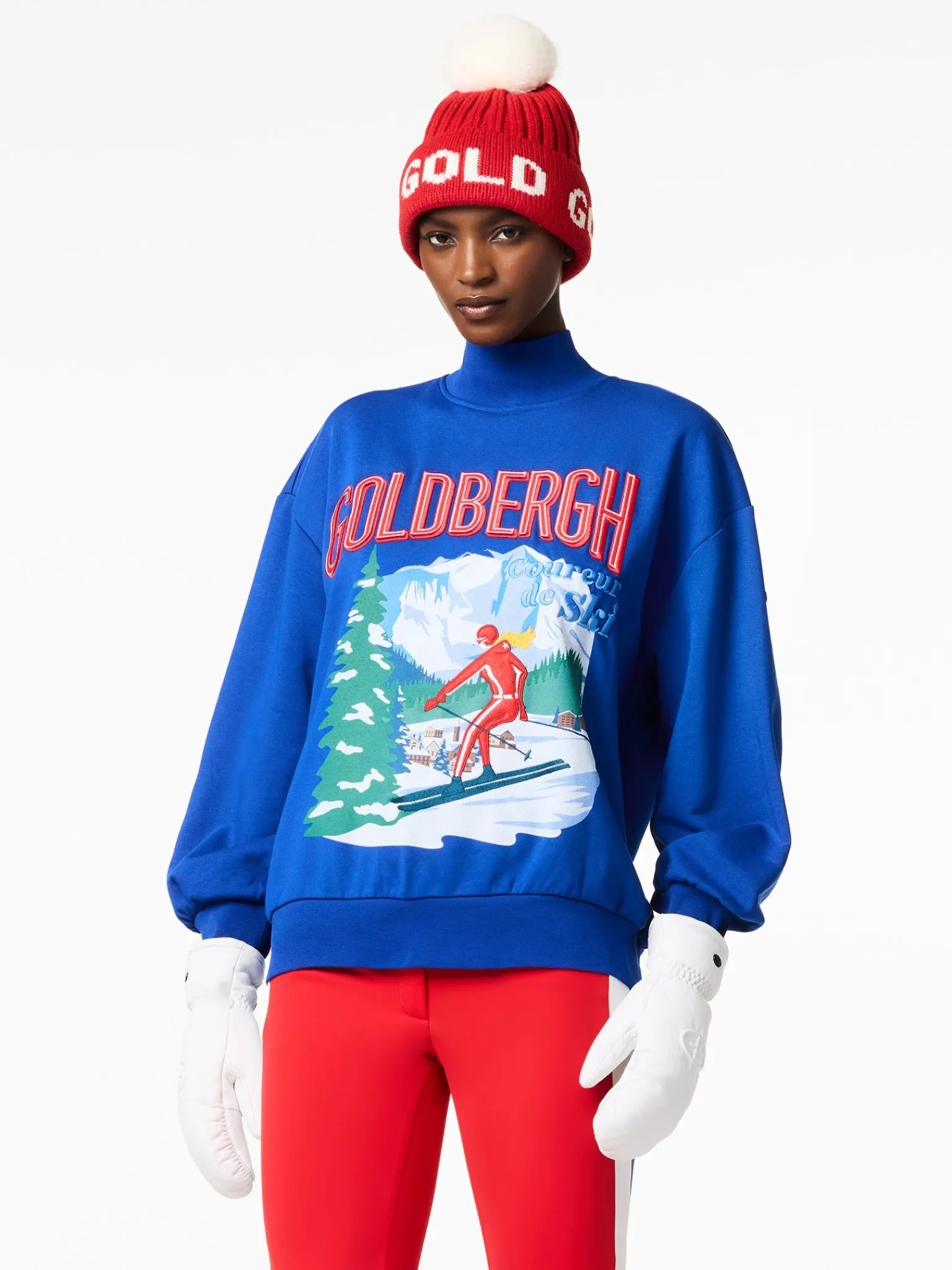 Chalet Wear|Sweaters & Hoodies-Goldbergh LA MONTAGNE Crew Neck Sweater dazzling blue