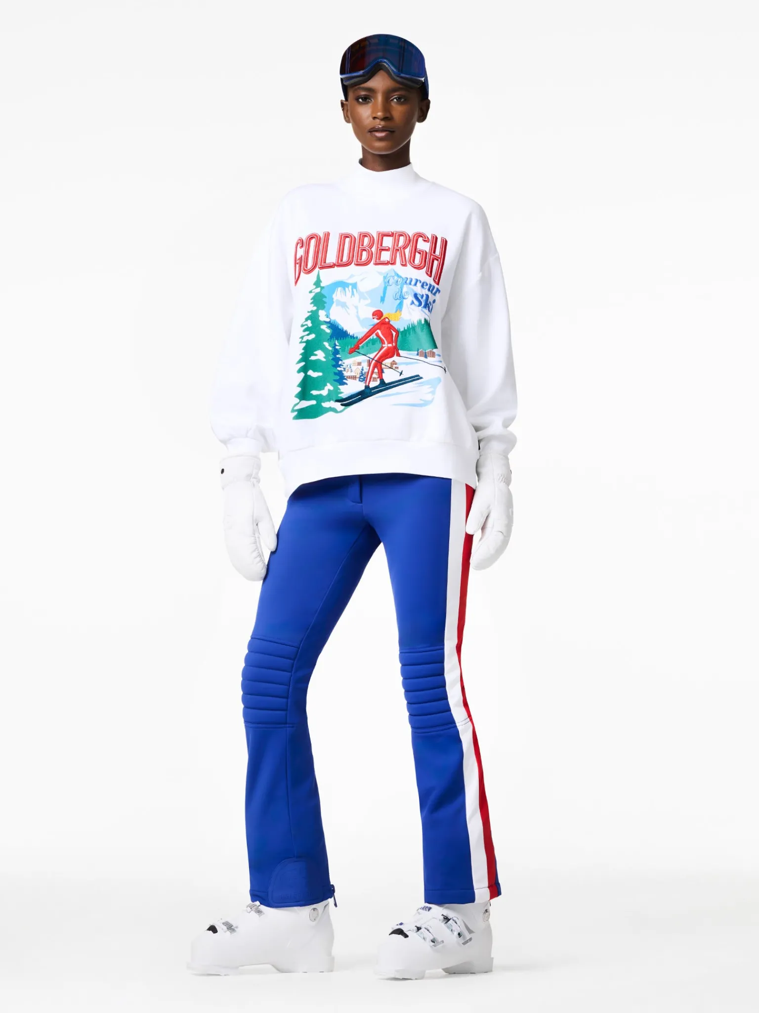 Chalet Wear|Sweaters & Hoodies-Goldbergh LA MONTAGNE Crew Neck Sweater white