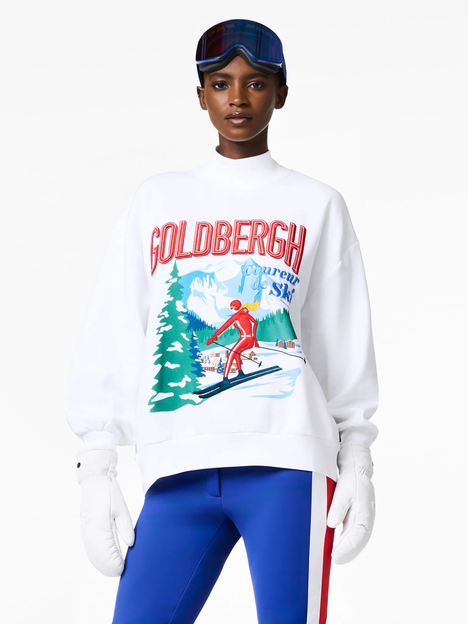 Chalet Wear|Sweaters & Hoodies-Goldbergh LA MONTAGNE Crew Neck Sweater white