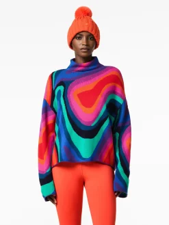 Chalet Wear|Sweaters & Hoodies-Goldbergh MARBRE Long Sleeve Knit Sweater absinthe rainbow