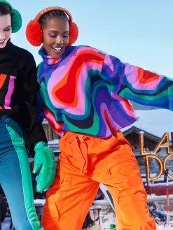 Chalet Wear|Sweaters & Hoodies-Goldbergh MARBRE Long Sleeve Knit Sweater absinthe rainbow