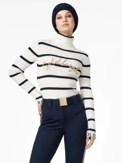 Chalet Wear|Longsleeves And T-Shirts-Goldbergh MIMI Long Sleeve Knit Sweater breton stripe cream/blue