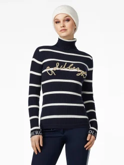 Longsleeves And T-Shirts|Sweaters & Hoodies-Goldbergh MIMI Long Sleeve Knit Sweater breton stripe blue/cream
