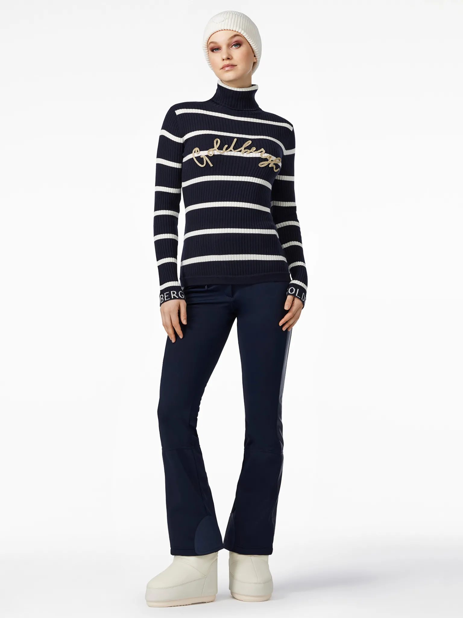 Longsleeves And T-Shirts|Sweaters & Hoodies-Goldbergh MIMI Long Sleeve Knit Sweater breton stripe blue/cream