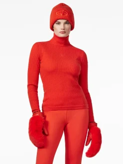 Chalet Wear|Longsleeves And T-Shirts-Goldbergh MIRA Long Sleeve Knit Sweater flame