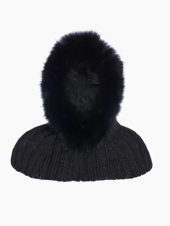 Accessories|Hats & Beanies-Goldbergh NAOMI Hooded Scarf Faux Border black