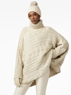 Chalet Wear|Sweaters & Hoodies-Goldbergh TWIST Oversize Knit Sweater champagne