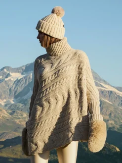 Chalet Wear|Sweaters & Hoodies-Goldbergh TWIST Oversize Knit Sweater champagne