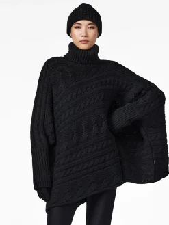 Chalet Wear|Sweaters & Hoodies-Goldbergh TWIST Oversize Knit Sweater black