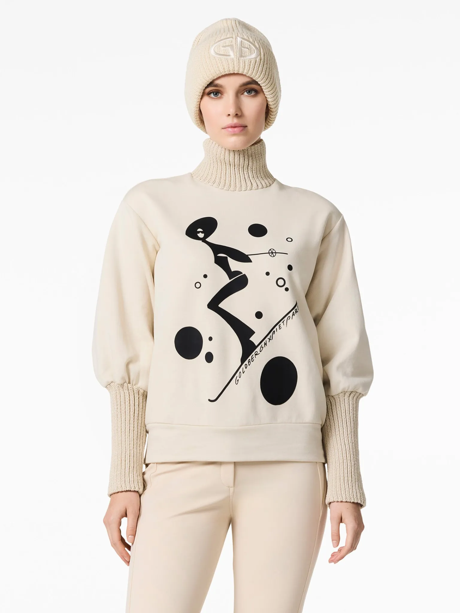 Chalet Wear|Sweaters & Hoodies-Goldbergh VOYAGE Turtle Neck Sweater champagne